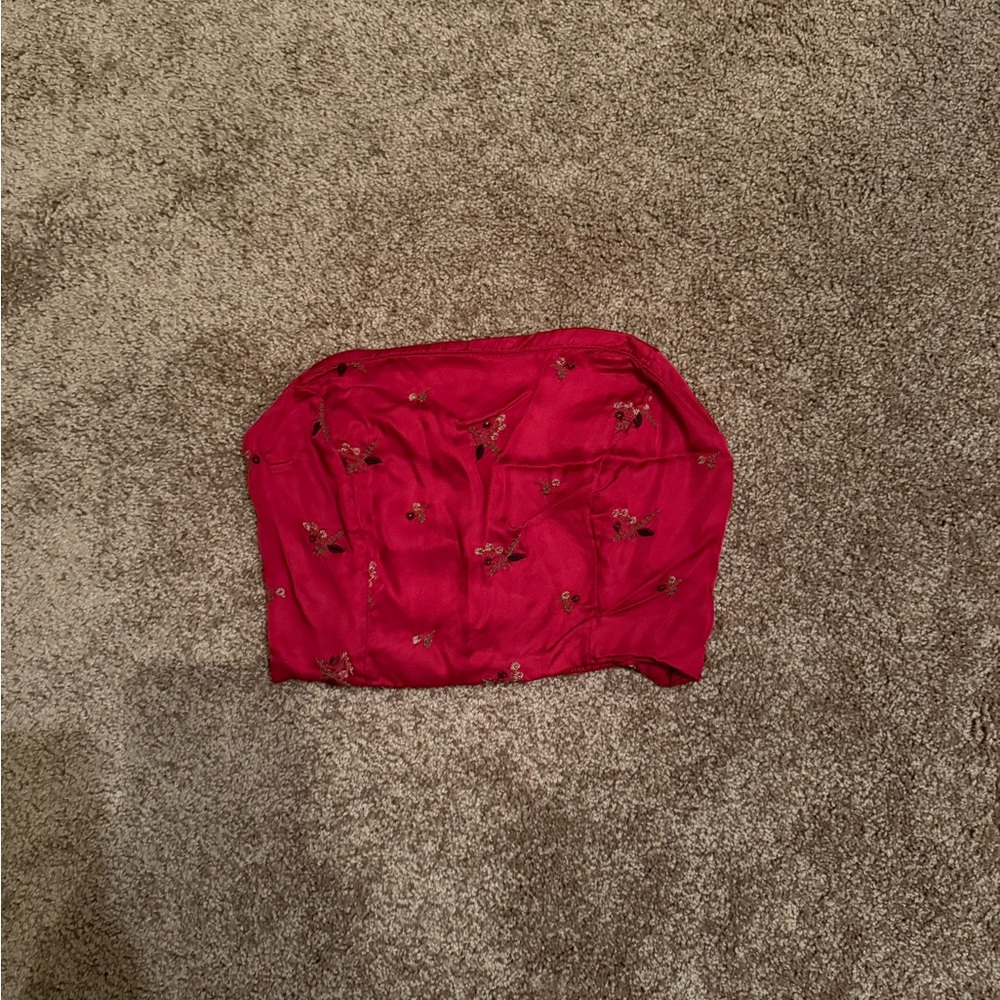 Free People Red Floral Tube Top